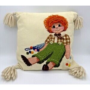 Vintage Sunset Stitchery Embroidery Carrot Top Boy Pillow Rag Doll #2926 12”